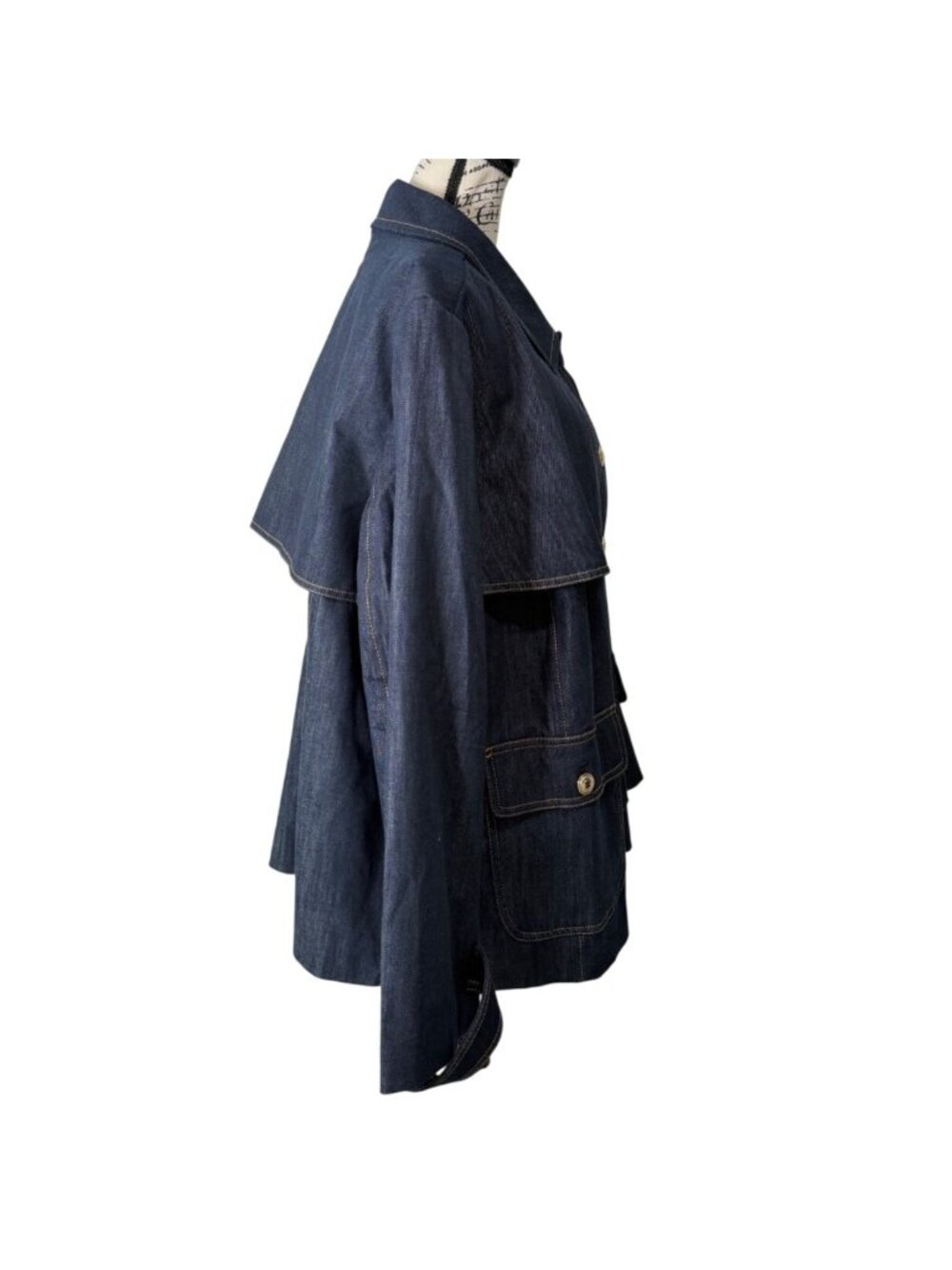 Talbots Plus Womens 3X Refined Denim Short Trench Coat Utility Jacket Barn NEW - Picture 3 of 8
